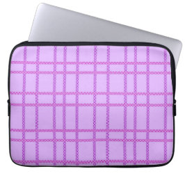 Rosa und violette Blumen kariertes Muster Laptopschutzhülle