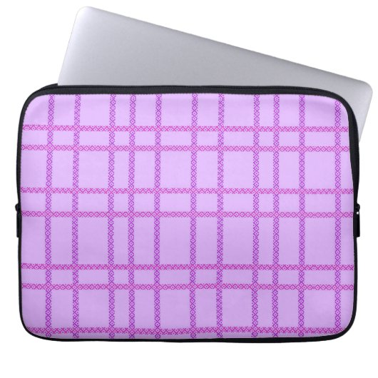 Rosa und violette Blumen kariertes Muster Laptopschutzhülle (Vorderseite)