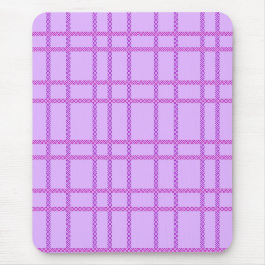 Rosa und violette Blumen kariertes Muster Mousepad (Vorne)