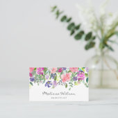 Rosa und violette Blumen Moderne Handschrift Visitenkarte (Stehend Vorderseite)