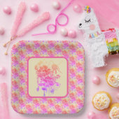 Rosa und violette Blumen Papierfische Teller (Party)