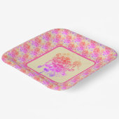 Rosa und violette Blumen Papierfische Teller (Gewinkelt)