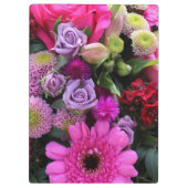 Rosa und violette Blumen personalisiert Klemmbrett (Rückseite)