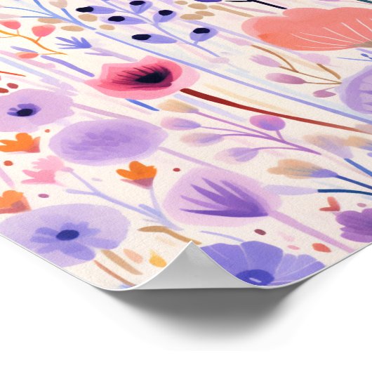 Rosa und violette Blumen Poster (Ecke)