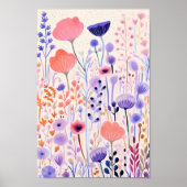Rosa und violette Blumen Poster (Vorne)