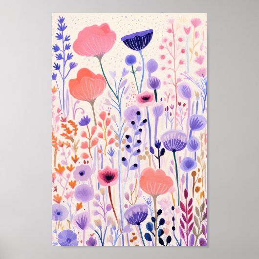 Rosa und violette Blumen Poster (Vorne)