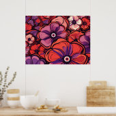 Rosa und violette Blumen Poster (Küche)