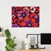 Rosa und violette Blumen Poster (Heimbüro)