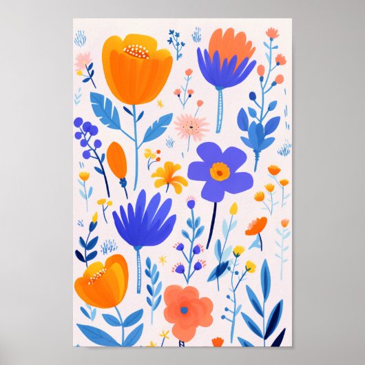 Rosa und violette Blumen Poster (Vorne)