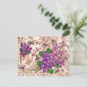 Rosa und violette Blumen Postkarte (Stehend Vorderseite)