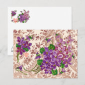 Rosa und violette Blumen Postkarte (Vorne/Hinten)