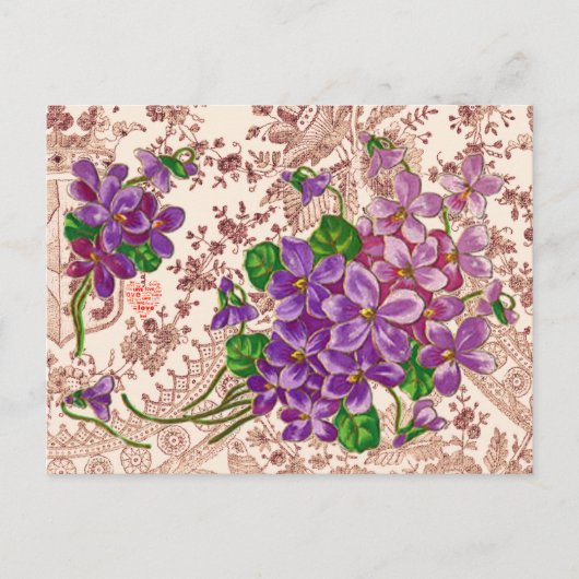 Rosa und violette Blumen Postkarte (Vorderseite)