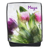 Rosa und violette Blumen Rucksack (Vorderseite)
