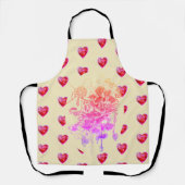 Rosa und violette Blumen und Herz Schürze (Vorderseite)