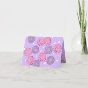 Rosa und violette Blumen Vielen Dank für Ihre Kart Dankeskarte
