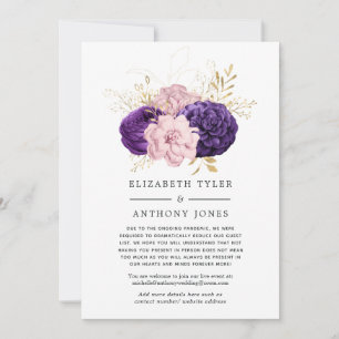 Rosa und violette Blumenhochzeit mit reduzierter G Ankündigung