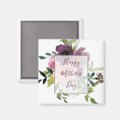 Rosa und violette Blumenmuster Magnet (Vorderseite/Rückseite)