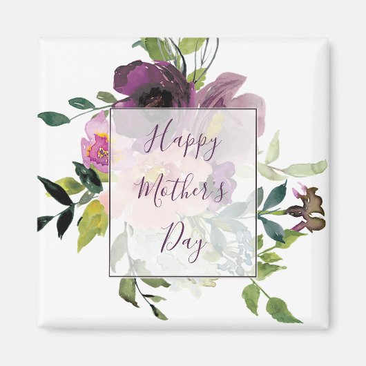 Rosa und violette Blumenmuster Magnet (Vorne)