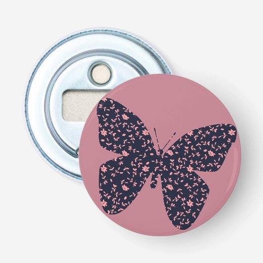 Rosa und violette Blumenschmetterlinge Flaschenöffner (Vorderseite)