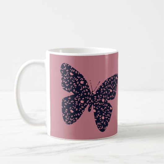 Rosa und violette Blumenschmetterlinge Kaffeetasse (Links)