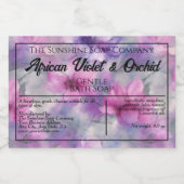 Rosa und violette Blüten Wasserfeste Seifenschacht Lebensmitteletikett (Einzelnes Label)