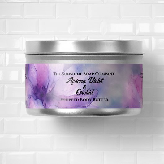 Rosa und violette Blüten Wraparound Jar Label