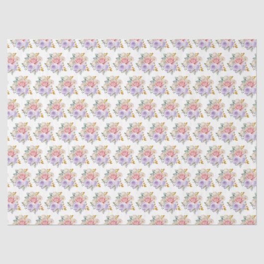 Rosa und violette elegante Blumen Seidenpapier (Vorderseite)