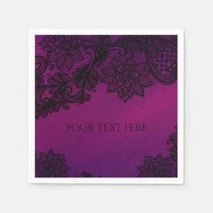 Rosa und violette elegante schwarze Spitze Party Serviette