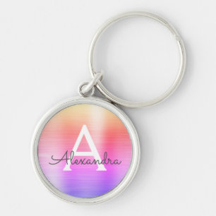 Rosa und violette falsche Edelstahl-Monogramm Schlüsselanhänger