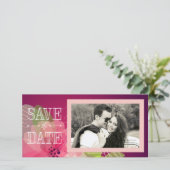 Rosa und violette Flora Save the Date (Stehend Vorderseite)