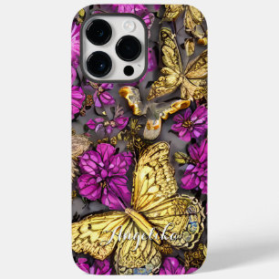 Rosa und violette goldene Schmetterlinge personali Case-Mate iPhone 14 Pro Max Hülle