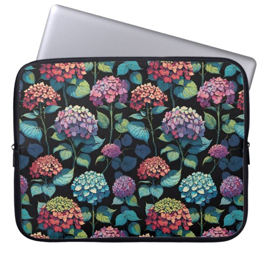 Rosa und violette Hortensienblätter Laptopschutzhülle (Vorderseite)