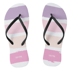 Rosa und violette Lippenstift Streifen Flip Flops Badesandalen