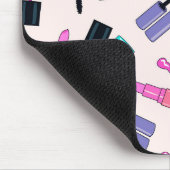Rosa und violette Make-up-Kosmetik-Muster Mousepad (Ecke)
