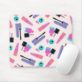 Rosa und violette Make-up-Kosmetik-Muster Mousepad (Mit Mouse)