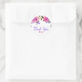 Rosa und violette moderne Floral-Hochzeitsdusche Runder Aufkleber (Tasche)