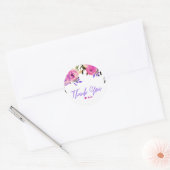 Rosa und violette moderne Floral-Hochzeitsdusche Runder Aufkleber (Umschlag)