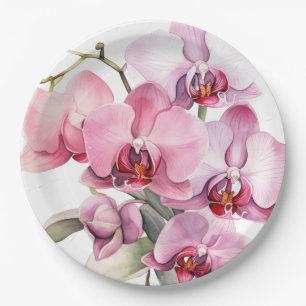 Rosa und violette Orchideen Hochzeit Pappteller