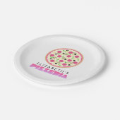 Rosa und violette Pizzaparty Pappteller (Schrägansicht)