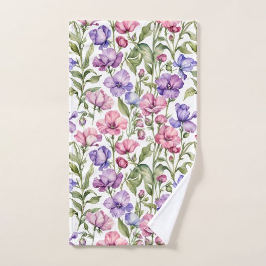 Rosa und violette Platterbsen Badhandtuch Set (Handtuch)