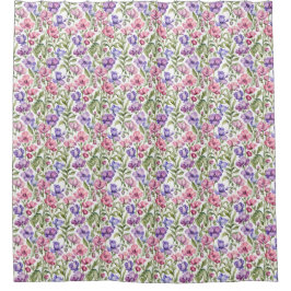 Rosa und violette Platterbsen Duschvorhang