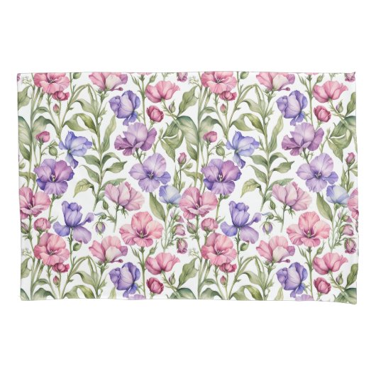 Rosa und violette Platterbsen Kissenbezug (Vorderseite)