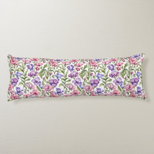 Rosa und violette Platterbsen Seitenschläferkissen (Rückseite)