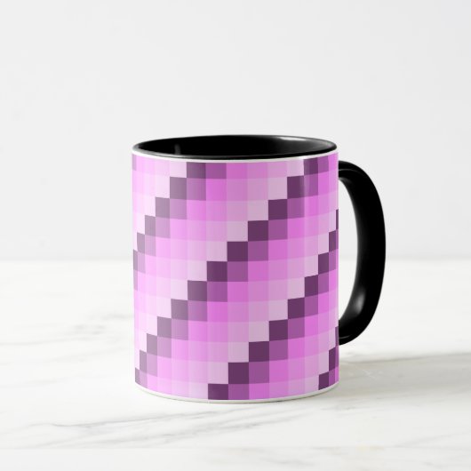 Rosa und violette Quadrate Tasse (VorderseiteRechts)
