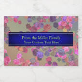 Rosa und violette Rose in einem zufälligen Muster Lebensmitteletikett (Einzelnes Label)