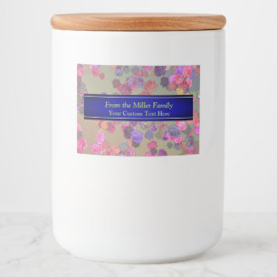 Rosa und violette Rose in einem zufälligen Muster Lebensmitteletikett
