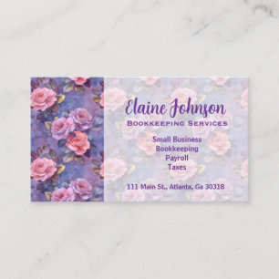 Rosa und violette Rosen Floral Visitenkarte