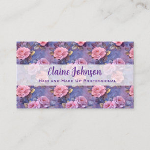 Rosa und violette Rosen floral Visitenkarte