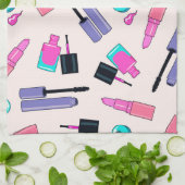 Rosa und violette Schmink-Kosmetik-Muster Geschirrtuch (Gefaltet)