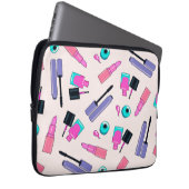 Rosa und violette Schmink-Kosmetik-Muster Laptopschutzhülle (Vorne Rechts)